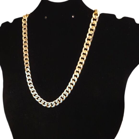 Reversible Touch of Blue Gold-tone Curb Chain Necklace - Picture 14 of 15